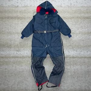 True Vintage 60s Golden Fleece Snowsuit Mens L Navy Blue Coveralls Quilt